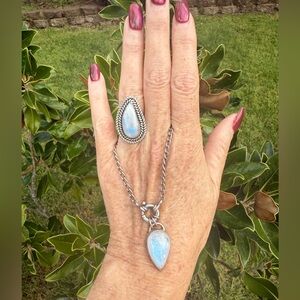 Moonstone Sterling Silver Ring & Necklace Set